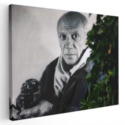 Tablou canvas portret pictor Pablo Picasso alb negru 1381 - Afis Poster portret pictor Pablo Picasso alb negru pentru living casa birou bucatarie livrare in 24 ore la cel mai bun pret.