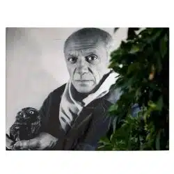 Tablou canvas portret pictor Pablo Picasso alb negru 1381 front - Afis Poster portret pictor Pablo Picasso alb negru pentru living casa birou bucatarie livrare in 24 ore la cel mai bun pret.