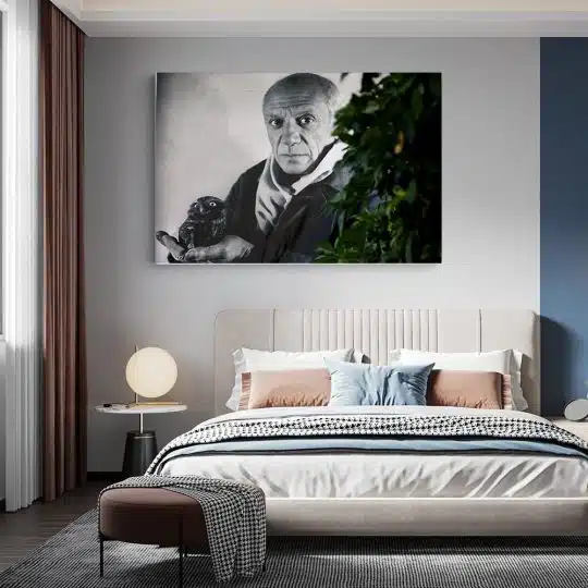 Tablou canvas portret pictor Pablo Picasso alb negru 1381 dormitor - Afis Poster portret pictor Pablo Picasso alb negru pentru living casa birou bucatarie livrare in 24 ore la cel mai bun pret.