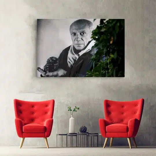 Tablou canvas portret pictor Pablo Picasso alb negru 1381 hol - Afis Poster portret pictor Pablo Picasso alb negru pentru living casa birou bucatarie livrare in 24 ore la cel mai bun pret.