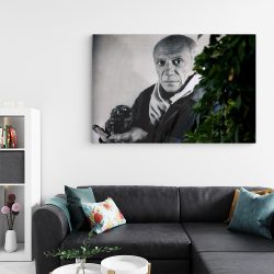Tablou canvas portret pictor Pablo Picasso alb negru 1381 living - Afis Poster portret pictor Pablo Picasso alb negru pentru living casa birou bucatarie livrare in 24 ore la cel mai bun pret.