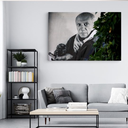 Tablou canvas portret pictor Pablo Picasso alb negru 1381 living modern 4 - Afis Poster portret pictor Pablo Picasso alb negru pentru living casa birou bucatarie livrare in 24 ore la cel mai bun pret.