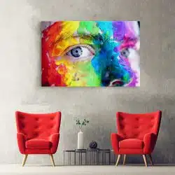 Tablou canvas portret pictura pe fata detaliu multicolor 1378 hol - Afis Poster Tablou portret pictura pe fata pentru living casa birou bucatarie livrare in 24 ore la cel mai bun pret.