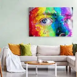 Tablou canvas portret pictura pe fata detaliu multicolor 1378 living 1 - Afis Poster Tablou portret pictura pe fata pentru living casa birou bucatarie livrare in 24 ore la cel mai bun pret.