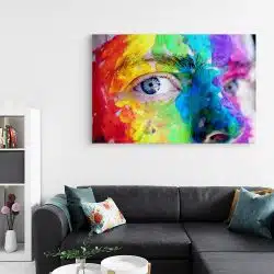 Tablou canvas portret pictura pe fata detaliu multicolor 1378 living - Afis Poster Tablou portret pictura pe fata pentru living casa birou bucatarie livrare in 24 ore la cel mai bun pret.