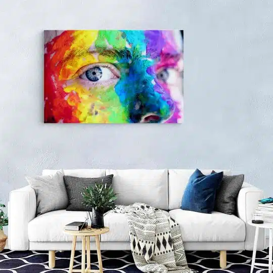 Tablou canvas portret pictura pe fata detaliu multicolor 1378 living modern - Afis Poster Tablou portret pictura pe fata pentru living casa birou bucatarie livrare in 24 ore la cel mai bun pret.