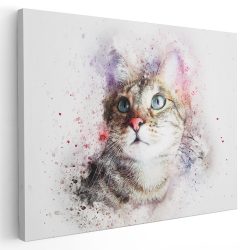 Tablou canvas portret pisica acuarela multicolor 1177 - Afis Poster tablou animale portret pisica acuarela pentru living casa birou bucatarie livrare in 24 ore la cel mai bun pret.