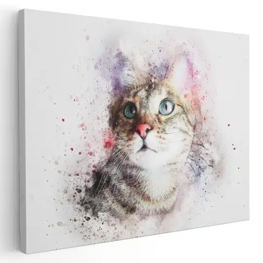 Tablou canvas portret pisica acuarela multicolor 1177 - Afis Poster tablou animale portret pisica acuarela pentru living casa birou bucatarie livrare in 24 ore la cel mai bun pret.