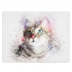 Tablou canvas portret pisica acuarela multicolor 1177 front - Afis Poster tablou animale portret pisica acuarela pentru living casa birou bucatarie livrare in 24 ore la cel mai bun pret.