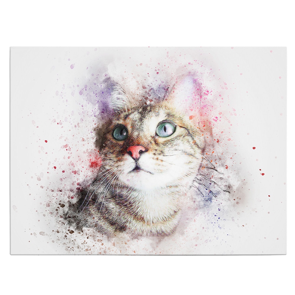Tablou canvas animale portret pisica acuarela multicolor 1177 - Material produs:: Tablou canvas pe panza CU RAMA, Dimensiunea:: 70x100 cm
