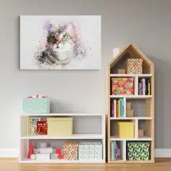 Tablou canvas portret pisica acuarela multicolor 1177 camera copii - Afis Poster tablou animale portret pisica acuarela pentru living casa birou bucatarie livrare in 24 ore la cel mai bun pret.