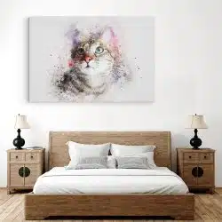 Tablou canvas portret pisica acuarela multicolor 1177 dormitor 3 - Afis Poster tablou animale portret pisica acuarela pentru living casa birou bucatarie livrare in 24 ore la cel mai bun pret.