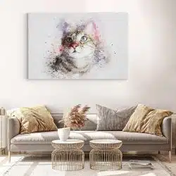 Tablou canvas portret pisica acuarela multicolor 1177 living modern 3 - Afis Poster tablou animale portret pisica acuarela pentru living casa birou bucatarie livrare in 24 ore la cel mai bun pret.