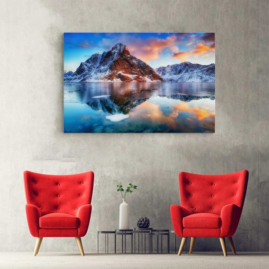 Tablou canvas rasarit lac munte Norvegia portocaliu albastru 1182 hol - Afis Poster peisaj rasarit lac munte Norvegia portocaliu albastru pentru living casa birou bucatarie livrare in 24 ore la cel mai bun pret.