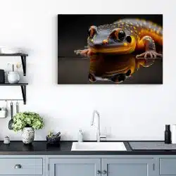 Tablou canvas salamandra cu propria reflexie portocaliu negru 1136 bucatarie - Afis Poster salamandra cu propria reflexie portocaliu negru pentru living casa birou bucatarie livrare in 24 ore la cel mai bun pret.