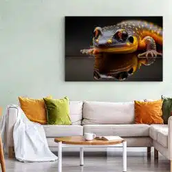 Tablou canvas salamandra cu propria reflexie portocaliu negru 1136 living 1 - Afis Poster salamandra cu propria reflexie portocaliu negru pentru living casa birou bucatarie livrare in 24 ore la cel mai bun pret.