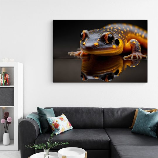 Tablou canvas salamandra cu propria reflexie portocaliu negru 1136 living - Afis Poster salamandra cu propria reflexie portocaliu negru pentru living casa birou bucatarie livrare in 24 ore la cel mai bun pret.