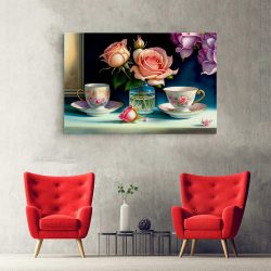 Tablou canvas set ceai cu vaza trandafiri roz albastru mov 1129 hol - Afis Poster set ceai cu vaza trandafiri roz albastru mov pentru living casa birou bucatarie livrare in 24 ore la cel mai bun pret.