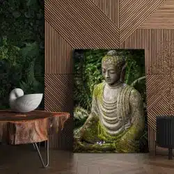 Tablou canvas statue portret Buddha in nuante verde maro gri 1034 living - Afis Poster statuie Buddha verde maro gri pentru living casa birou bucatarie livrare in 24 ore la cel mai bun pret.