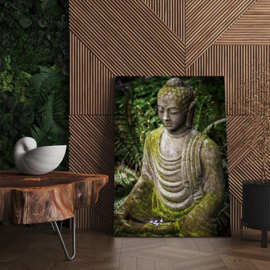 Tablou canvas statue portret Buddha in nuante verde maro gri 1034 living - Afis Poster statuie Buddha verde maro gri pentru living casa birou bucatarie livrare in 24 ore la cel mai bun pret.