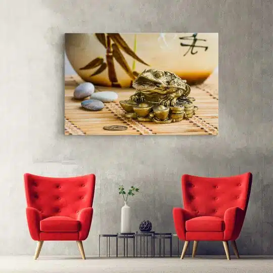 Tablou canvas statueta broasca feng shui de aur auriu maro 1283 hol - Afis Poster statueta broasca feng shui de aur auriu maro pentru living casa birou bucatarie livrare in 24 ore la cel mai bun pret.