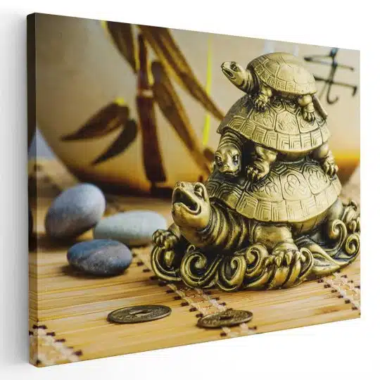 Tablou canvas statueta broaste testoase feng shui auriu1284 - Afis Poster statueta broaste testoase feng shui auriu maro pentru living casa birou bucatarie livrare in 24 ore la cel mai bun pret.