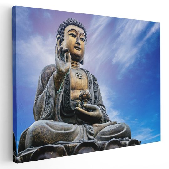 Tablou canvas statuie Buddha in meditatie albastru maro 1168 - Afis Poster statuie Buddha in meditatie albastru maro pentru living casa birou bucatarie livrare in 24 ore la cel mai bun pret.
