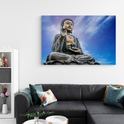 Tablou canvas statuie Buddha in meditatie albastru maro 1168 living - Afis Poster statuie Buddha in meditatie albastru maro pentru living casa birou bucatarie livrare in 24 ore la cel mai bun pret.