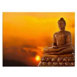 Tablou canvas statuie Buddha la apus portocaliu galben 1196 front - Afis Poster statuie Buddha la apus portocaliu galben pentru living casa birou bucatarie livrare in 24 ore la cel mai bun pret.