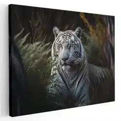 Tablou canvas tigru alb in natura negru alb verde 1111 - Afis Poster tigru alb in natura negru alb verde pentru living casa birou bucatarie livrare in 24 ore la cel mai bun pret.