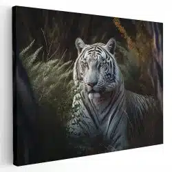 Tablou canvas tigru alb in natura negru alb verde 1111 - Afis Poster tigru alb in natura negru alb verde pentru living casa birou bucatarie livrare in 24 ore la cel mai bun pret.