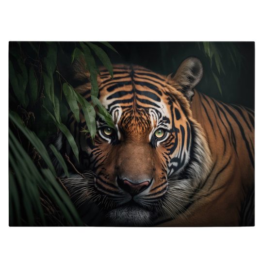 Tablou canvas tigru in salbaticie negru maro verde 1113 front - Afis Poster tigru in salbaticie negru maro verde pentru living casa birou bucatarie livrare in 24 ore la cel mai bun pret.