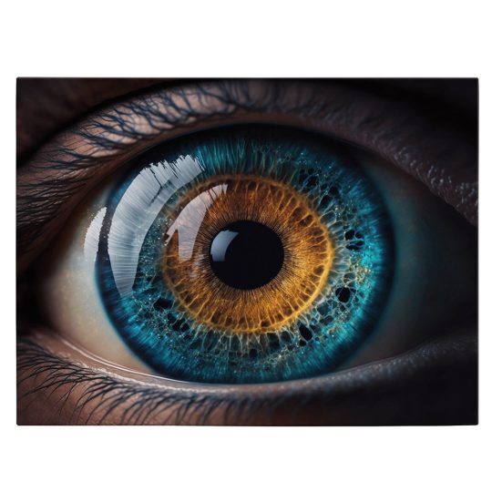 Tablou canvas univers reflectat in ochi uman galben albastru 1140 front - Afis Poster univers reflectat in ochi uman galben albastru pentru living casa birou bucatarie livrare in 24 ore la cel mai bun pret.