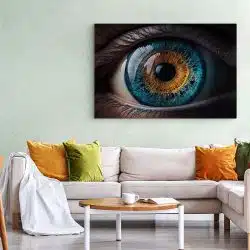 Tablou canvas univers reflectat in ochi uman galben albastru 1140 living 1 - Afis Poster univers reflectat in ochi uman galben albastru pentru living casa birou bucatarie livrare in 24 ore la cel mai bun pret.