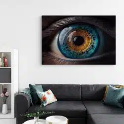 Tablou canvas univers reflectat in ochi uman galben albastru 1140 living - Afis Poster univers reflectat in ochi uman galben albastru pentru living casa birou bucatarie livrare in 24 ore la cel mai bun pret.