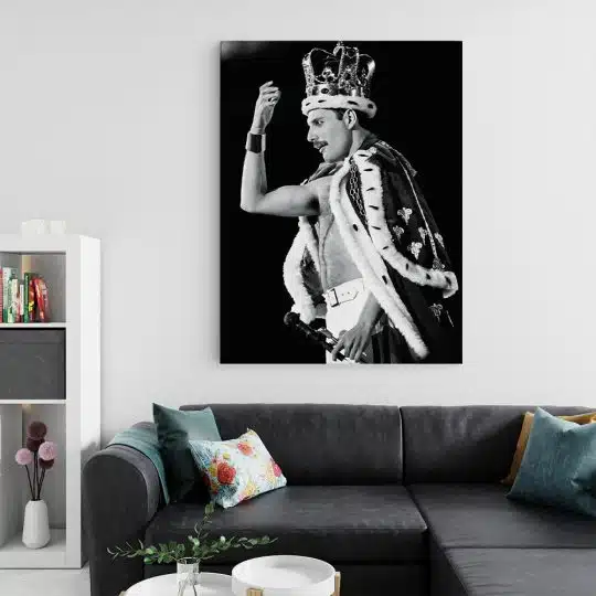 Tablou canvast portret Freddie Mercury Queen in alb negru 1022 living 2 - Afis Poster portret Freddie Mercury Queen alb negru pentru living casa birou bucatarie livrare in 24 ore la cel mai bun pret.