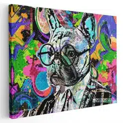 Tablou cap caine cu ochelari fundal abstract multicolor 1892 - Afis Poster Tablou cap caine cu ochelari fundal abstract multicolor multicolor pentru living casa birou bucatarie livrare in 24 ore la cel mai bun pret.