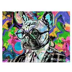 Tablou cap caine cu ochelari fundal abstract multicolor 1892 front - Afis Poster Tablou cap caine cu ochelari fundal abstract multicolor multicolor pentru living casa birou bucatarie livrare in 24 ore la cel mai bun pret.