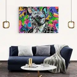 Tablou cap caine cu ochelari fundal abstract multicolor 1892 living modern 2 - Afis Poster Tablou cap caine cu ochelari fundal abstract multicolor multicolor pentru living casa birou bucatarie livrare in 24 ore la cel mai bun pret.