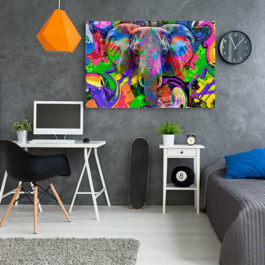 Tablou cap elefant fundal abstract graffiti 4983 camera tineret