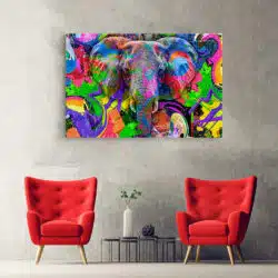 Tablou cap elefant fundal abstract graffiti 4983 hol