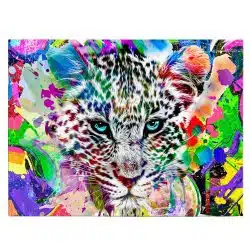 Tablou cap leopard fundal abstract multicolor multicolor 1891 front - Afis Poster Tablou cap leopard fundal abstract multicolor multicolor pentru living casa birou bucatarie livrare in 24 ore la cel mai bun pret.