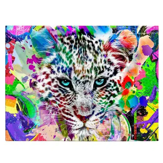 Tablou cap leopard fundal abstract multicolor multicolor 1891 front - Afis Poster Tablou cap leopard fundal abstract multicolor multicolor pentru living casa birou bucatarie livrare in 24 ore la cel mai bun pret.