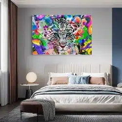 Tablou cap leopard fundal abstract multicolor multicolor 1891 dormitor - Afis Poster Tablou cap leopard fundal abstract multicolor multicolor pentru living casa birou bucatarie livrare in 24 ore la cel mai bun pret.