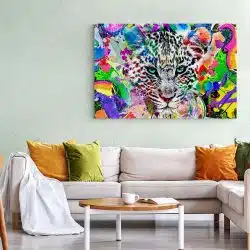 Tablou cap leopard fundal abstract multicolor multicolor 1891 living 1 - Afis Poster Tablou cap leopard fundal abstract multicolor multicolor pentru living casa birou bucatarie livrare in 24 ore la cel mai bun pret.