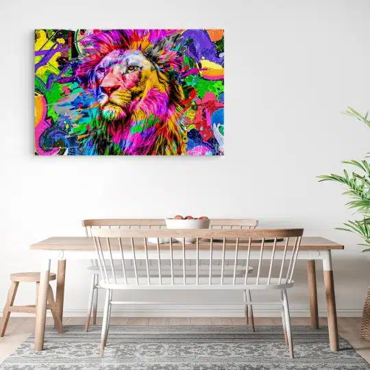 Tablou cap leu fundal abstract graffiti multicolor 1887 bucatarie3 - Afis Poster Tablou cap leu fundal abstract graffiti multicolor pentru living casa birou bucatarie livrare in 24 ore la cel mai bun pret.