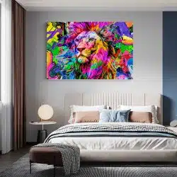 Tablou cap leu fundal abstract graffiti multicolor 1887 dormitor - Afis Poster Tablou cap leu fundal abstract graffiti multicolor pentru living casa birou bucatarie livrare in 24 ore la cel mai bun pret.