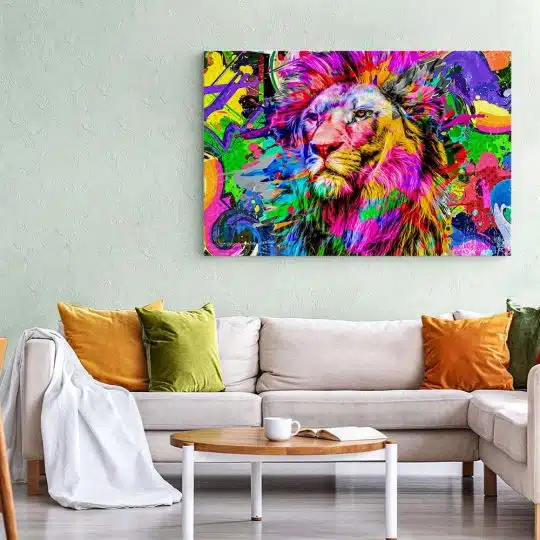 Tablou cap leu fundal abstract graffiti multicolor 1887 living 1 - Afis Poster Tablou cap leu fundal abstract graffiti multicolor pentru living casa birou bucatarie livrare in 24 ore la cel mai bun pret.