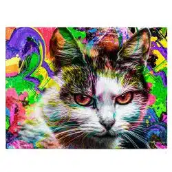 Tablou cap pisica fundal abstract multicolor multicolor 1889 front - Afis Poster Tablou cap pisica fundal abstract multicolor multicolor pentru living casa birou bucatarie livrare in 24 ore la cel mai bun pret.