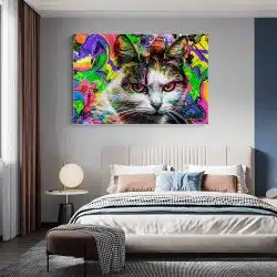 Tablou cap pisica fundal abstract multicolor multicolor 1889 dormitor - Afis Poster Tablou cap pisica fundal abstract multicolor multicolor pentru living casa birou bucatarie livrare in 24 ore la cel mai bun pret.